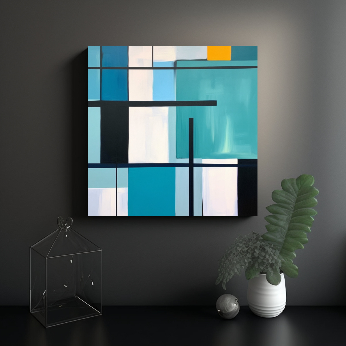 PINTURA ABSTRACTA MINIMALISTA EN LIENZO: 60X60 CM - 2