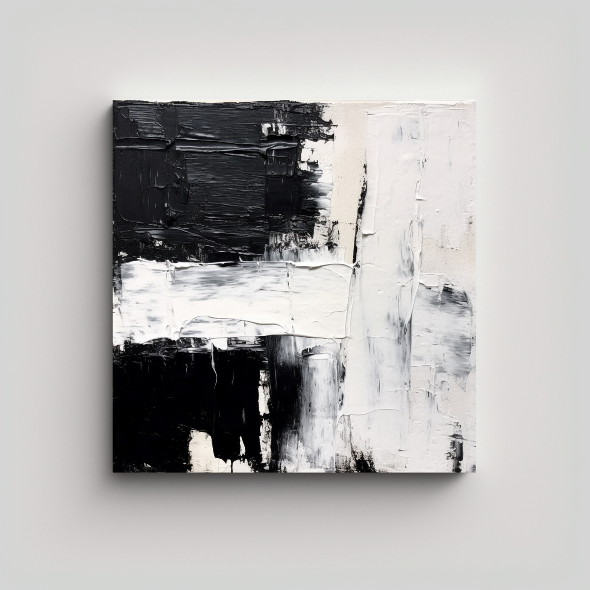 PINTURA ABSTRACTA MINIMALISTA EN ÓLEO EN BLANCO 90X90 CM - 1