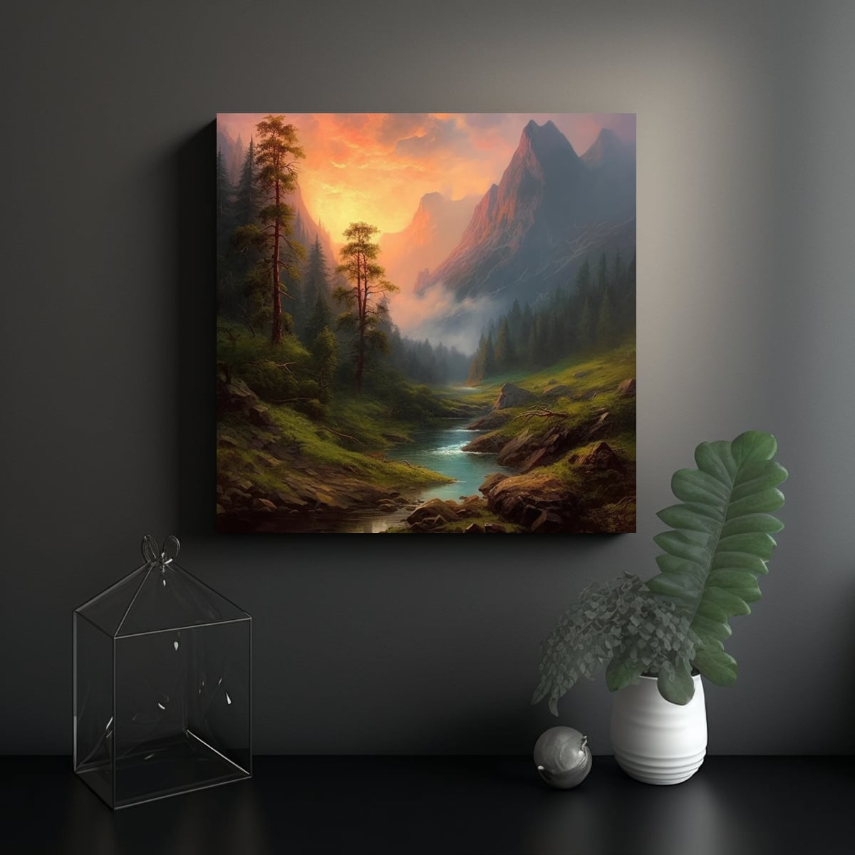 CUADRO ENIGMÁTICO PAISAJE MAJESTUOSO AL ESTILO 70X70 CM - 2
