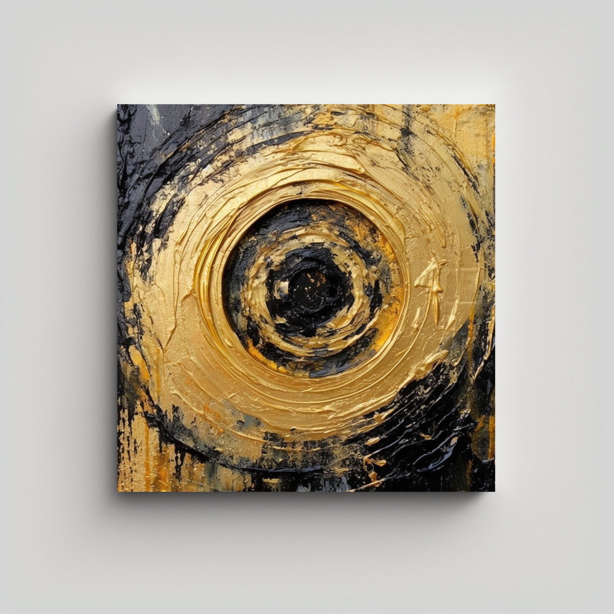 PINTURA FANTÁSTICA: ANILLO NEGRO Y DORADO CON 80X80 CM - 1