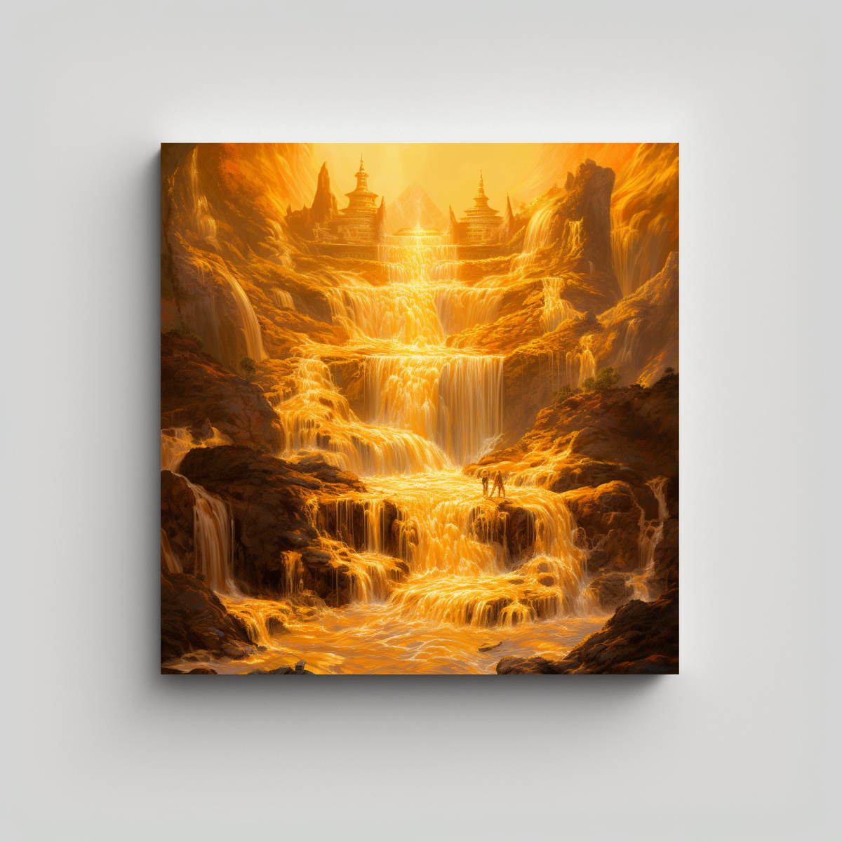 CUADRO EXPRESIÓN DORADA CASCADA DE CREATIVIDAD 60X60 CM - 1
