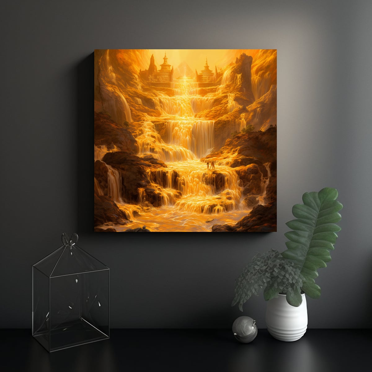 CUADRO EXPRESIÓN DORADA CASCADA DE CREATIVIDAD 60X60 CM - 2