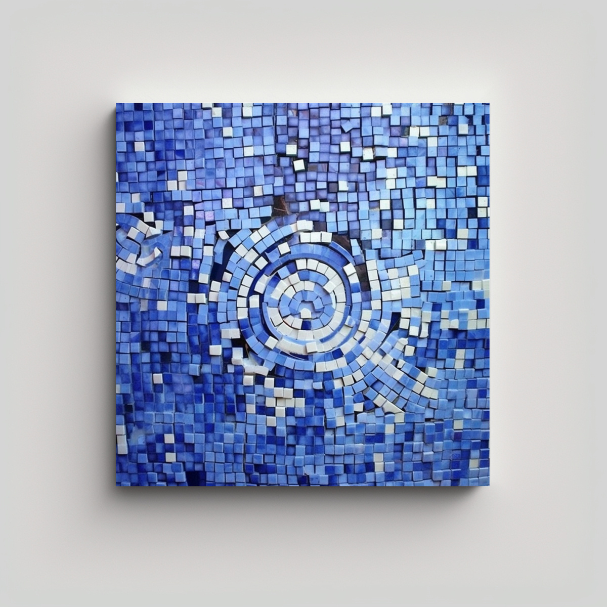 CUADRO ABSTRACTO AZUL Y BLANCO ESTILO MOSAICO DE 30X30 CM - 1