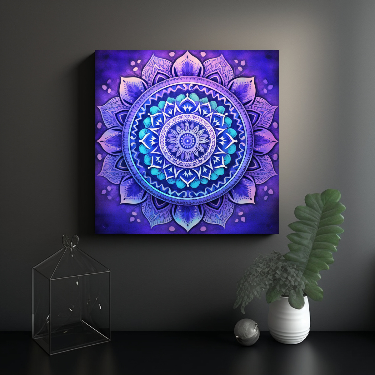 PINTURAS DECORATIVAS EN BASTIDOR ESTILO MANDALA 70X70 CM - 2