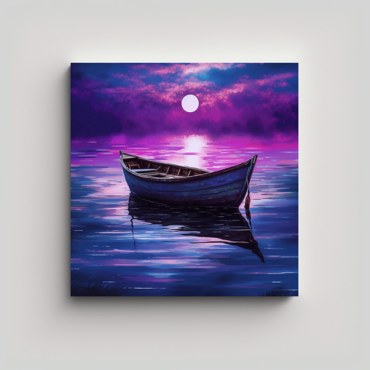 PINTURA ABSTRACTA EN BASTIDOR DE MADERA: BARCO 80X80 CM - 1