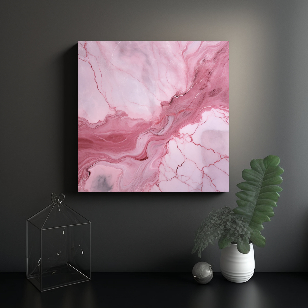 PINTURA DECORATIVA MÁRMOL ROSA ESPECTACULAR 50X50 CM - 2