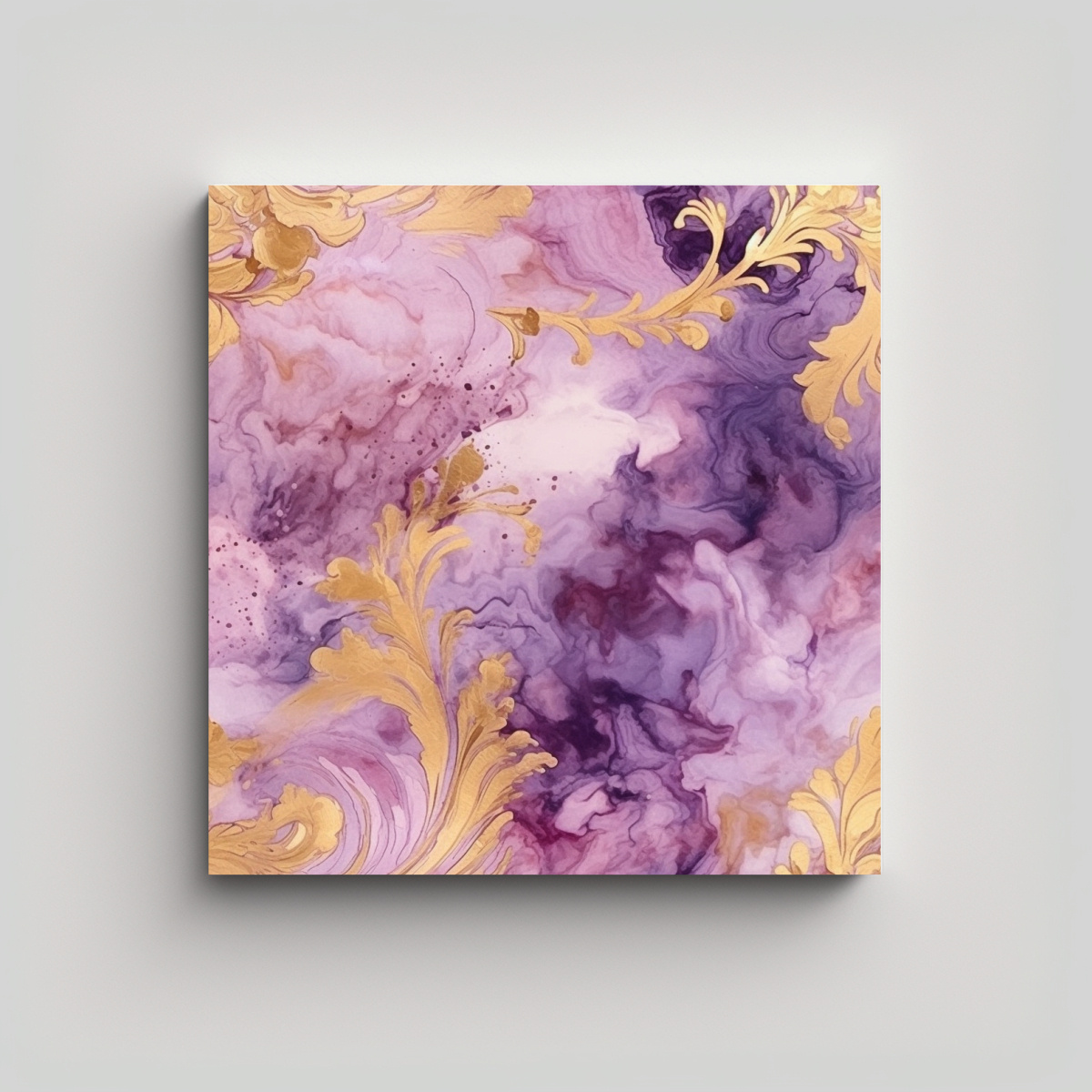 CUADRO LIENZO TEMA ADORNO GRANDE EN TONOS MALVA Y 30X30 CM - 1