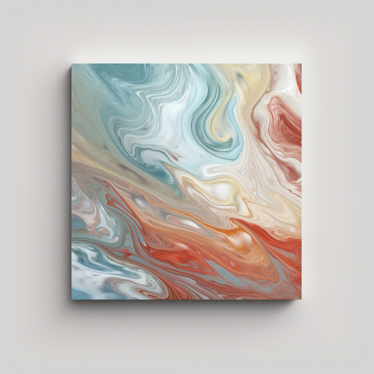 CUADRO ABSTRACTO EN TELA CON ADORNO DE MÁRMOL EN 20X20 CM - 1