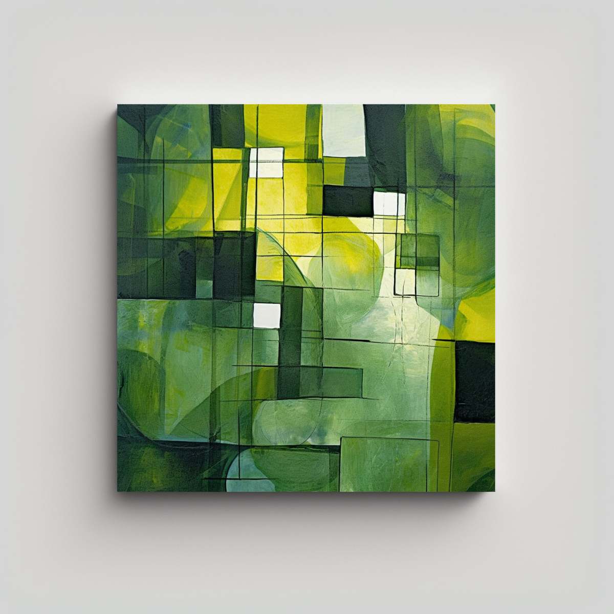 PINTURA ABSTRACTA RENOVADA EN VERDE PARA 50X50 CM - 1