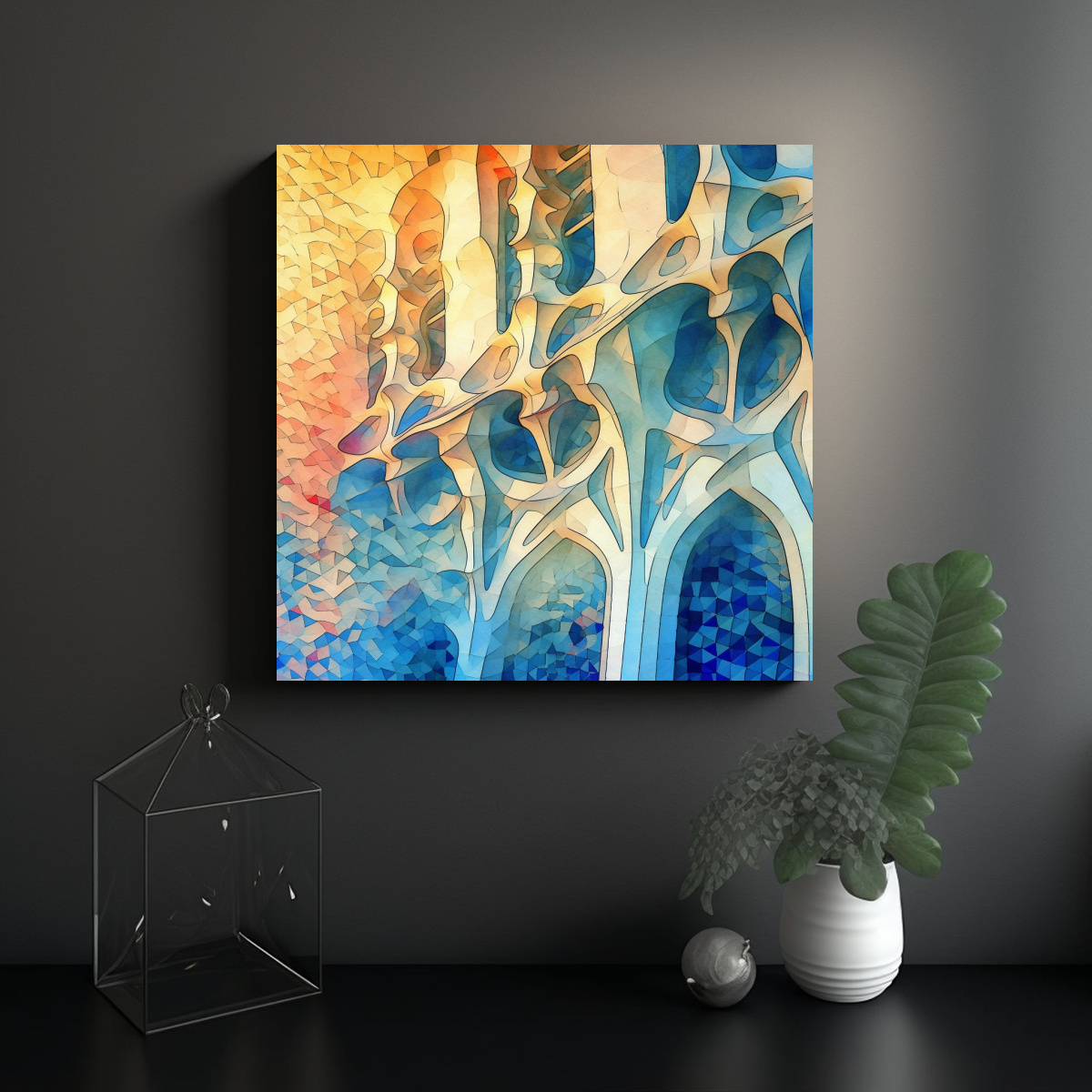 PINTURA MURAL ESTILO ANTONIO GAUDÍ: COMPOSICIÓN 100X100 CM - 2