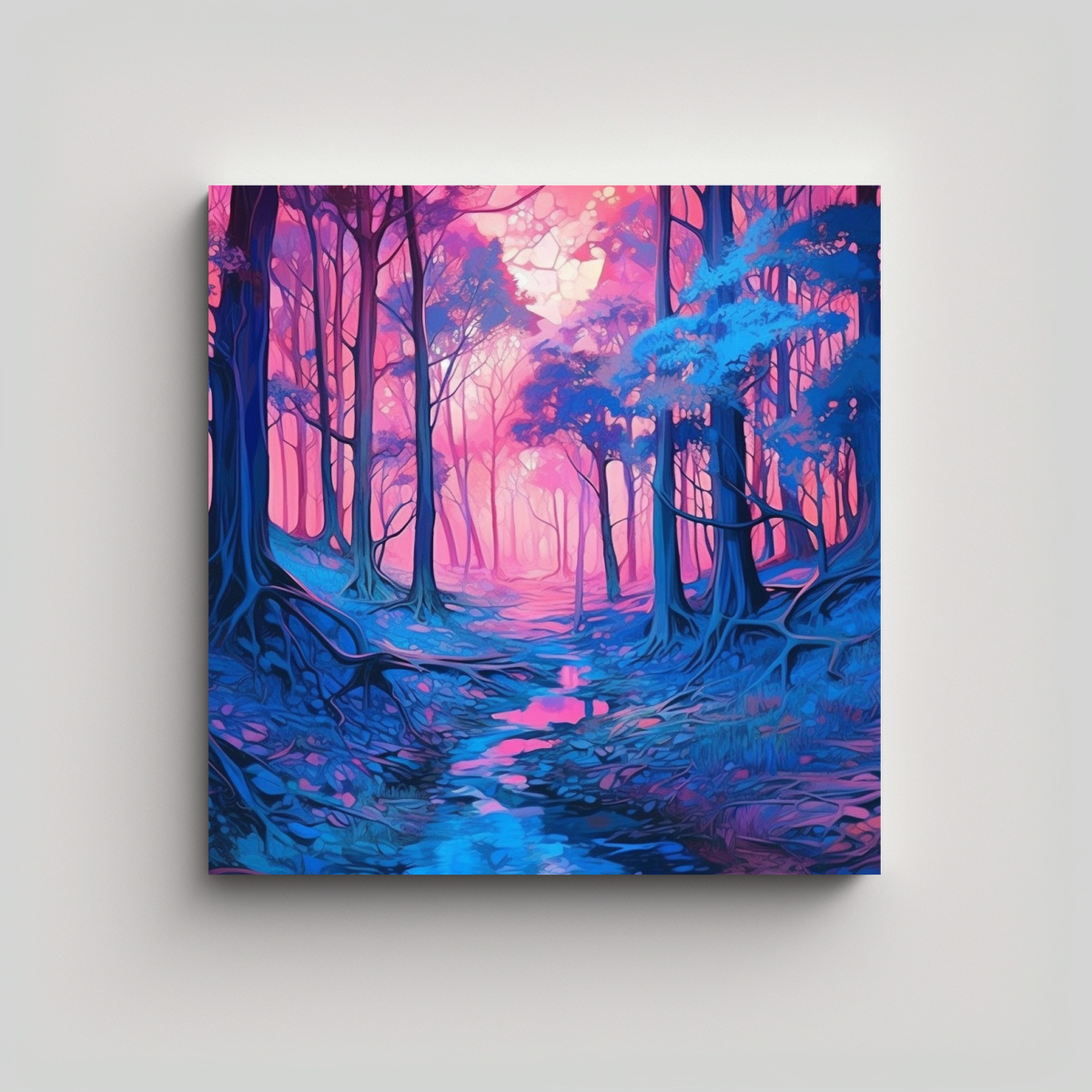 PINTURA ABSTRACTA EN BASTIDOR: BOSQUE COMO EN 100X100 CM - 1