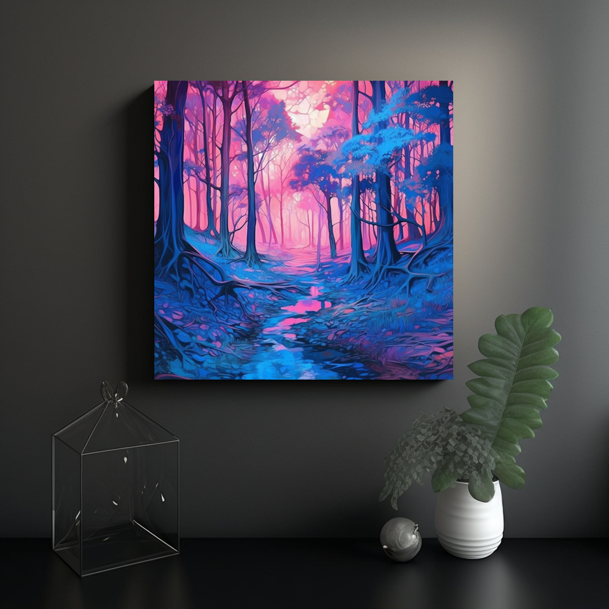 PINTURA ABSTRACTA EN BASTIDOR: BOSQUE COMO EN 100X100 CM - 2