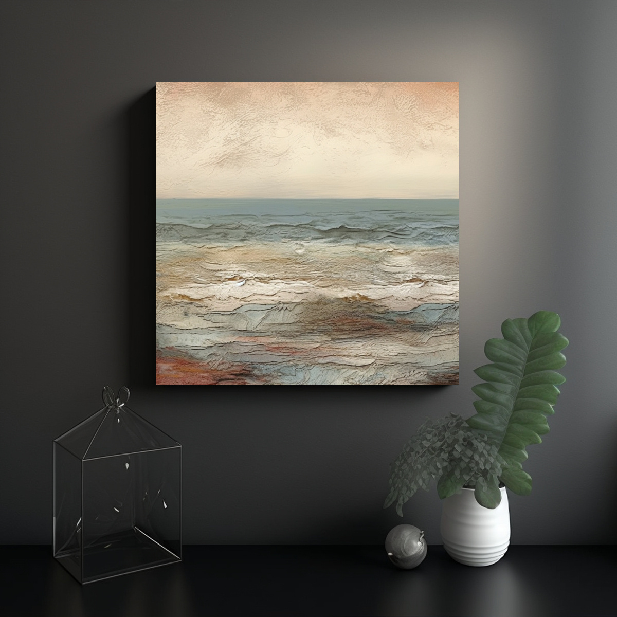 PAISAJE COSTERO EXTRAORDINARIO ESTILO VIJA 100X100 CM - 2