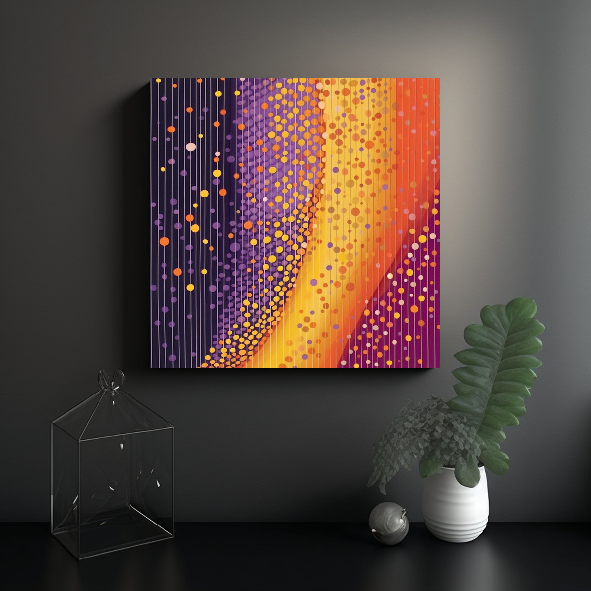 PINTURAS DE DECORACIÓN DE ARTE ILUSTRADO A RAYAS 20X20 CM - 2