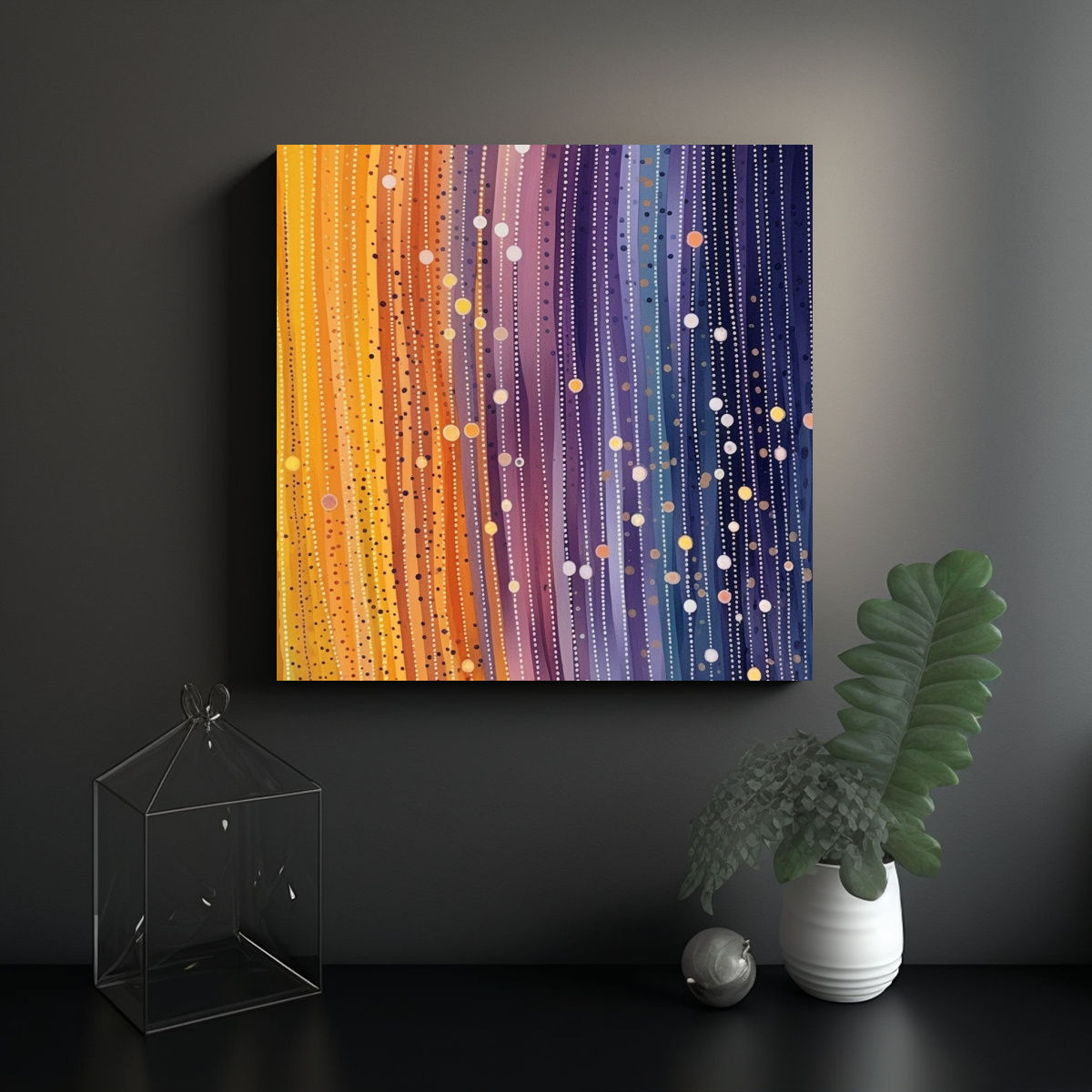 CUADROS DE DECORACIÓN HERMOSO LIVING CON RAYAS 60X60 CM - 2