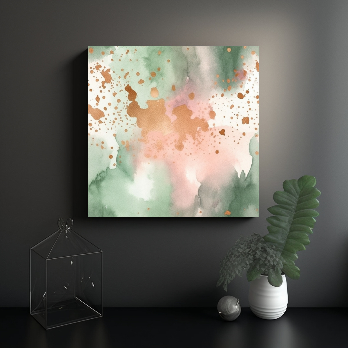 CUADRO DECORATIVO PATRÓN SIN COSTURAS VERDE 60X60 CM - 2