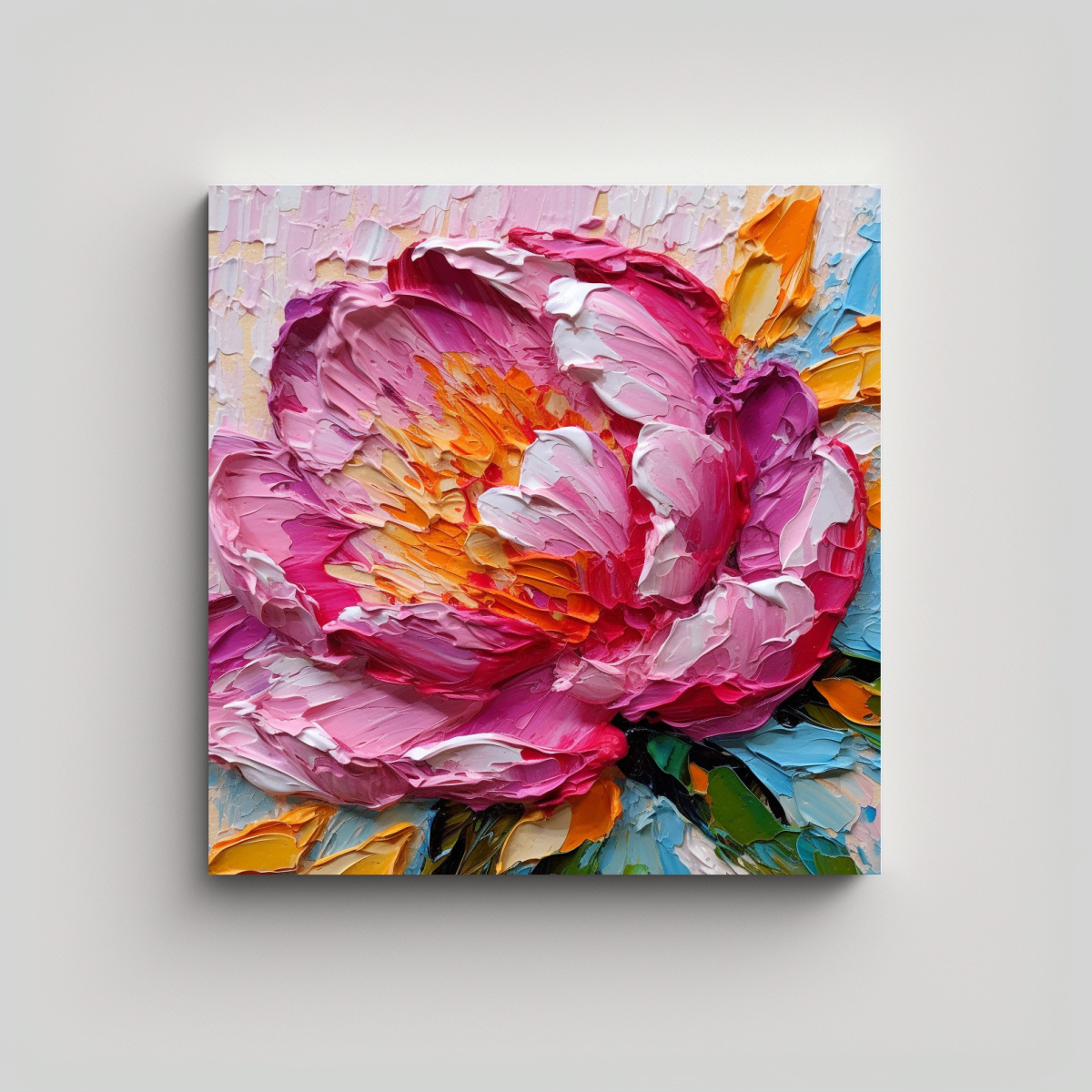 PINTURA DE PEONÍAS GRUESAS Y COLORIDAS PARA 20X20 CM - 1