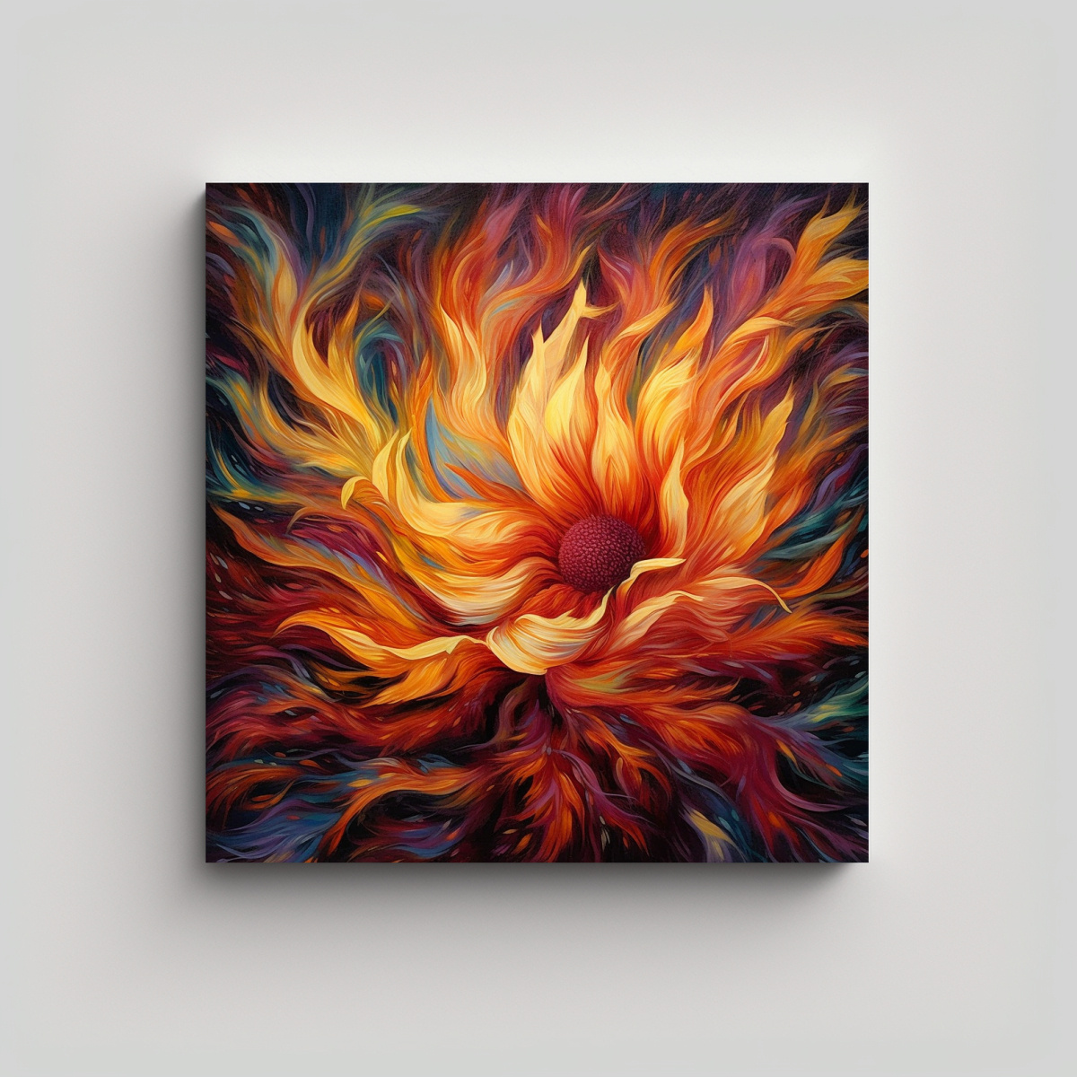 CUADRO ABSTRACTO MOVIMIENTO EQUILIBRIO PÉTALOS 100X100 CM - 1