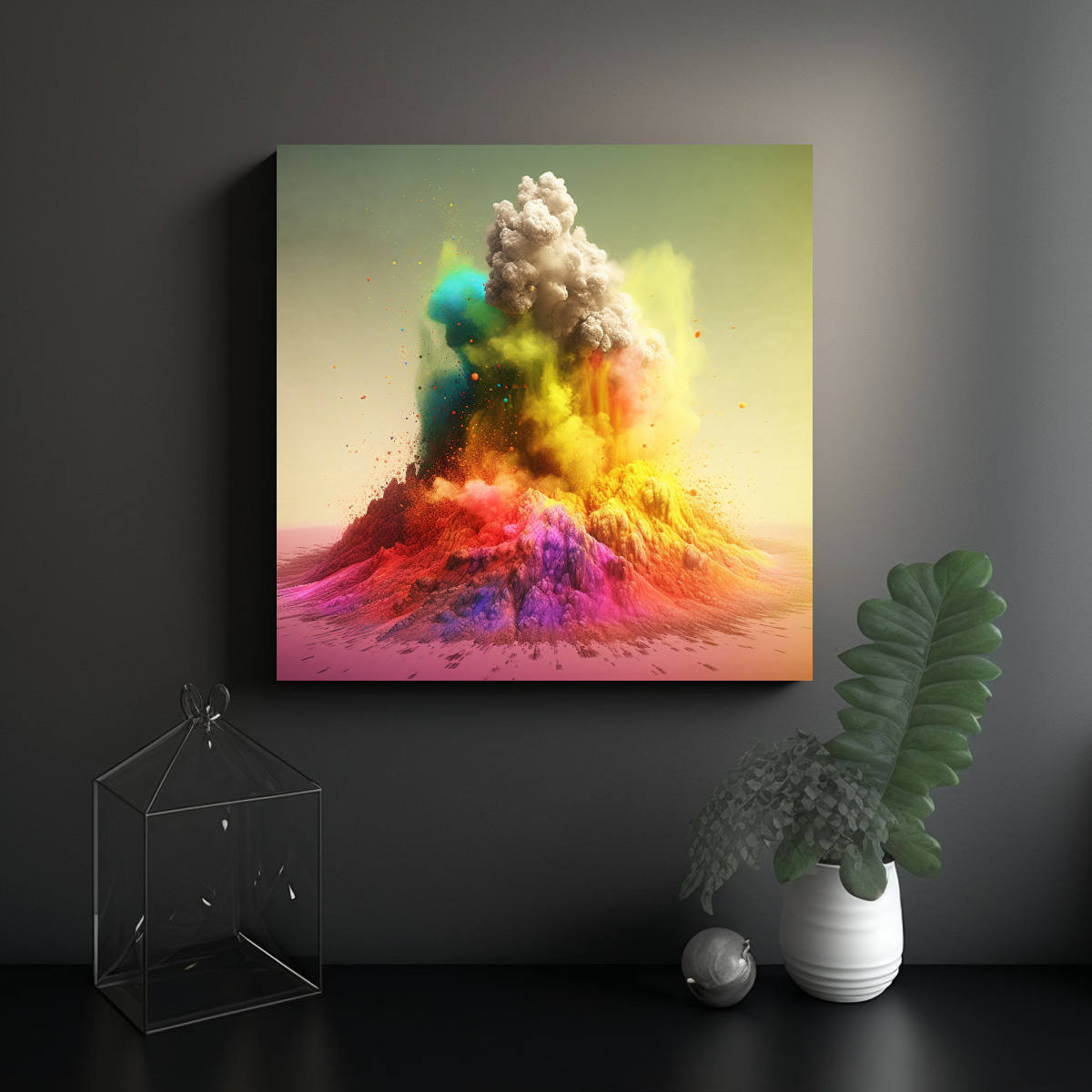 PINTURA LIENZO INTENSA ERUPCIÓN VOLCÁNICA ARCO 100X100 CM - 2
