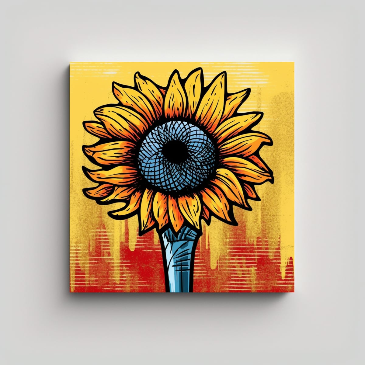 DIBUJO ESTILO CÓMIC DE GIRASOL CON LÍNEAS 30X30 CM - 1
