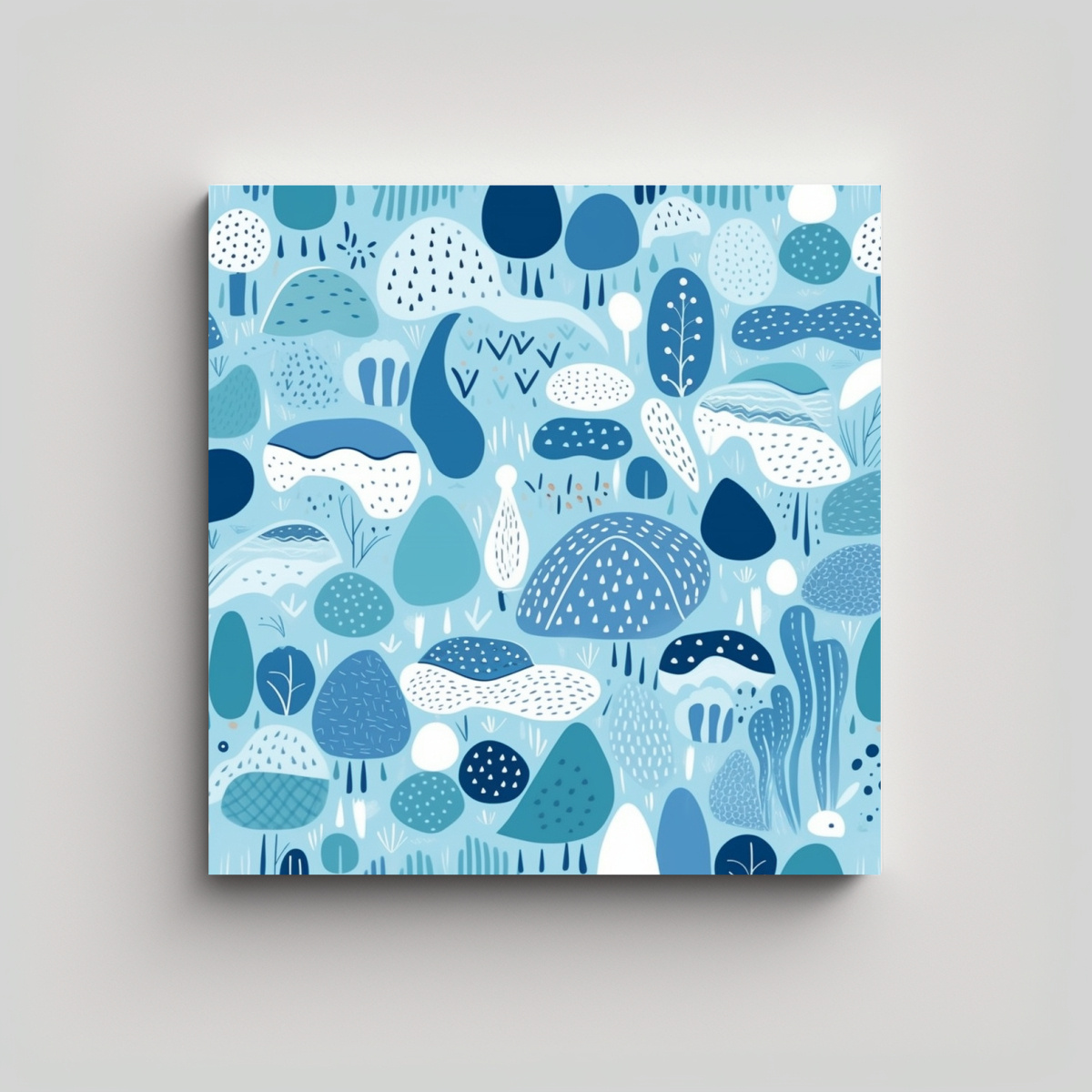 CUADRO MOVIMIENTO ABSTRACTO AZUL PASTEL PARA 50X50 CM - 1