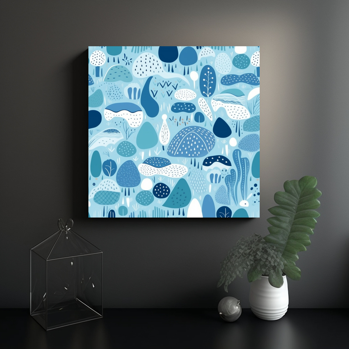 CUADRO MOVIMIENTO ABSTRACTO AZUL PASTEL PARA 50X50 CM - 2