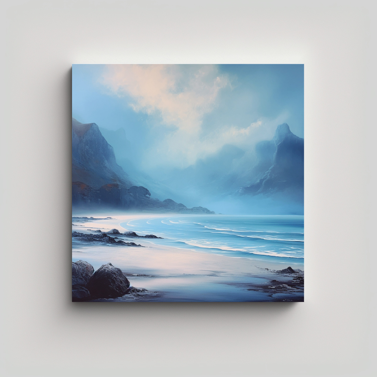 PINTURAS DECORATIVAS DE PLAYA BRUMOSA Y MONTAÑA 30X30 CM - 1