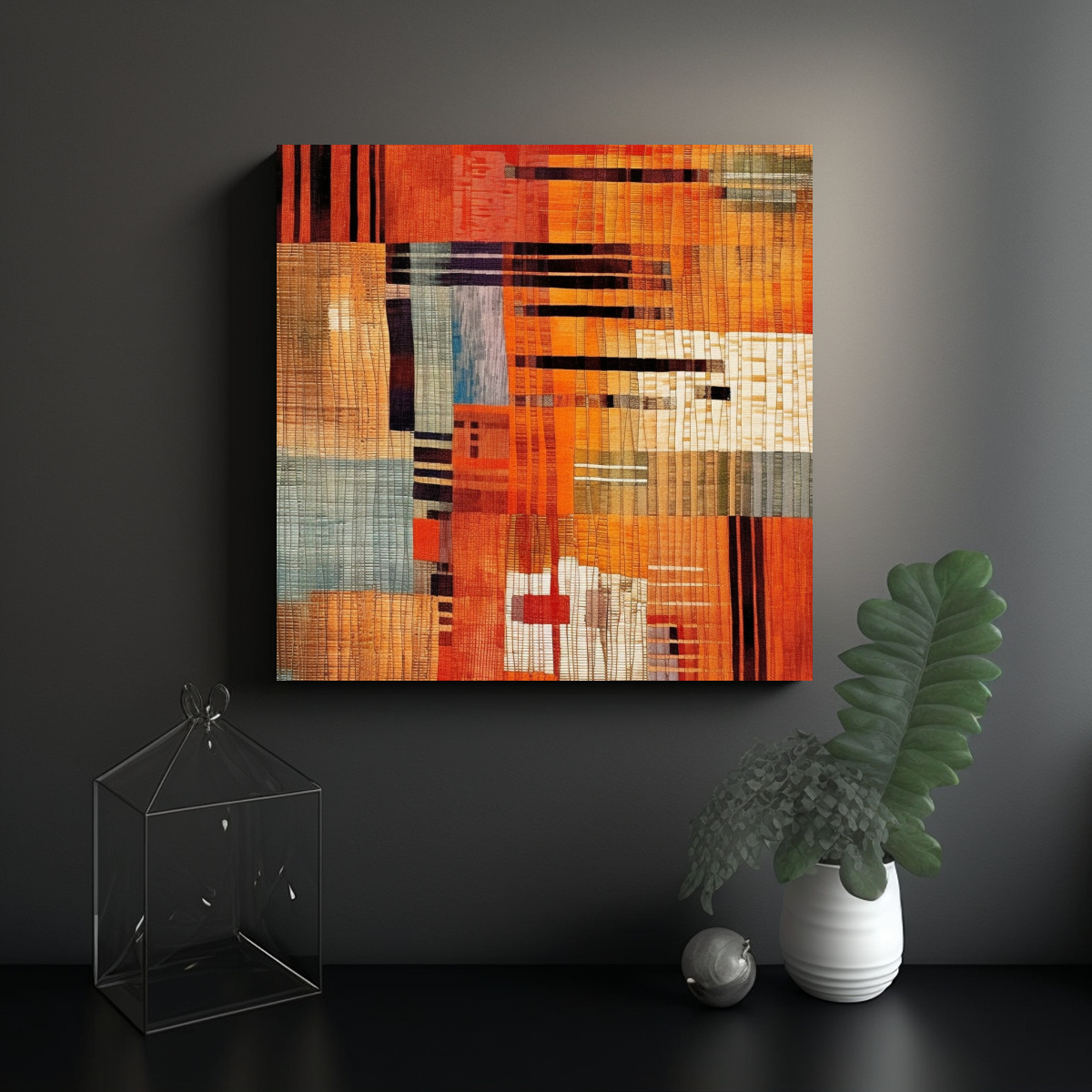 ARTE DE PARED TEJIDO TEXTIL PERSPECTIVA CÁLIDO 60X60 CM - 2