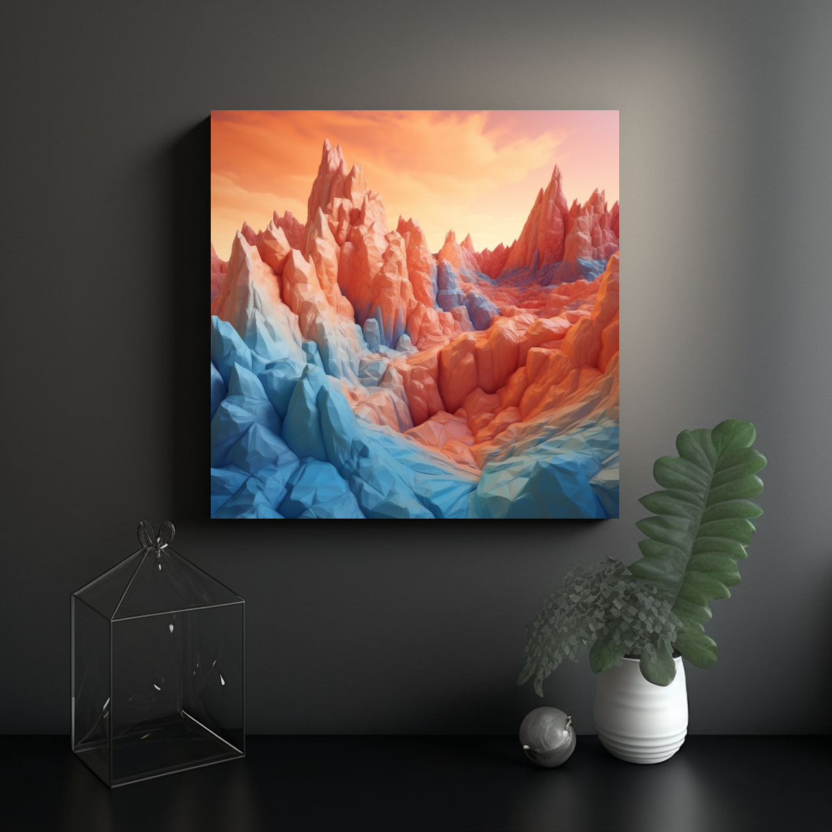 PINTURAS DECORATIVAS MINIMALISTAS DE MONTAÑAS 100X100 CM - 2
