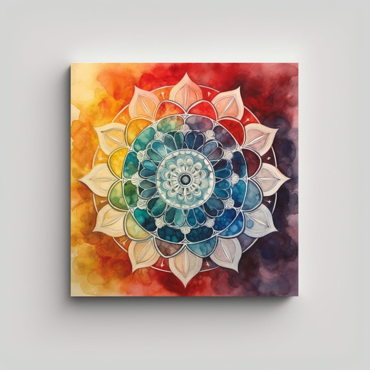 CUADRO MANDALA INSPIRADO EN LOS SIETE CHAKRAS 20X20 CM - 1