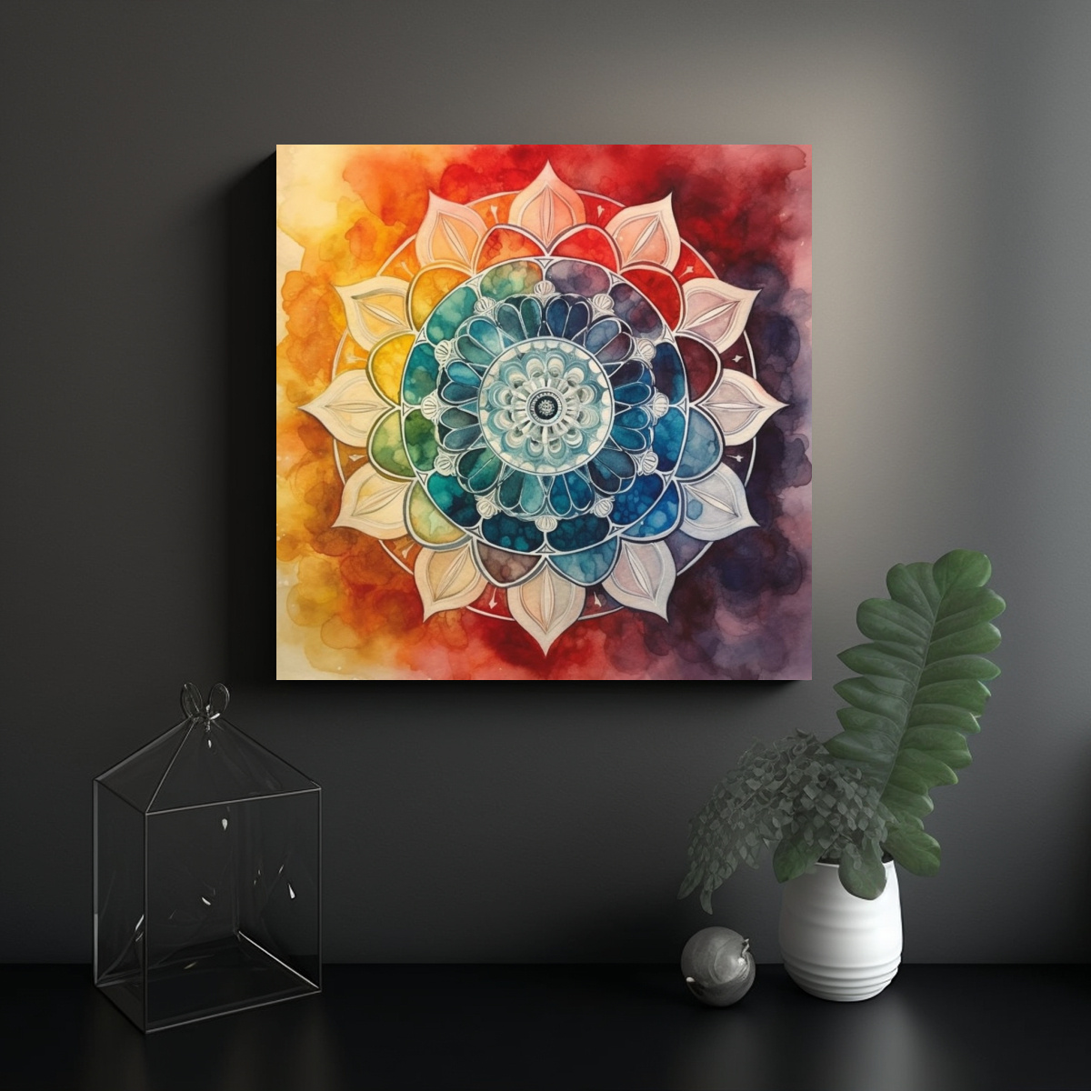 CUADRO MANDALA INSPIRADO EN LOS SIETE CHAKRAS 20X20 CM - 2