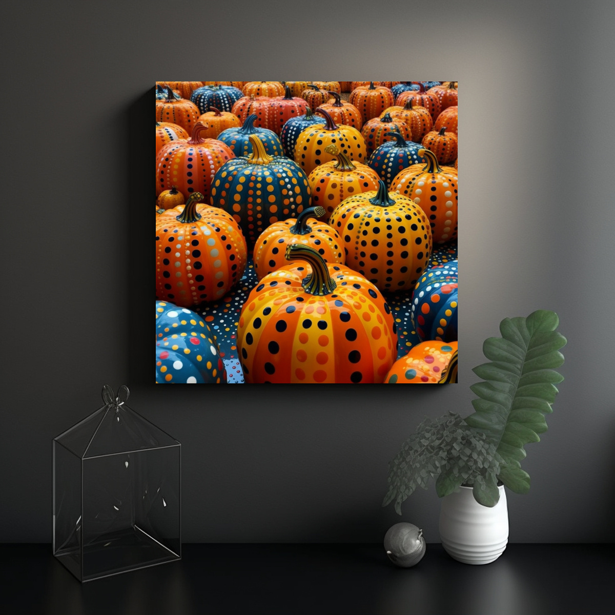 CUADROS DE CALABAZAS Y KUSAMA YAYOI: ARTE EN 40X40 CM - 2