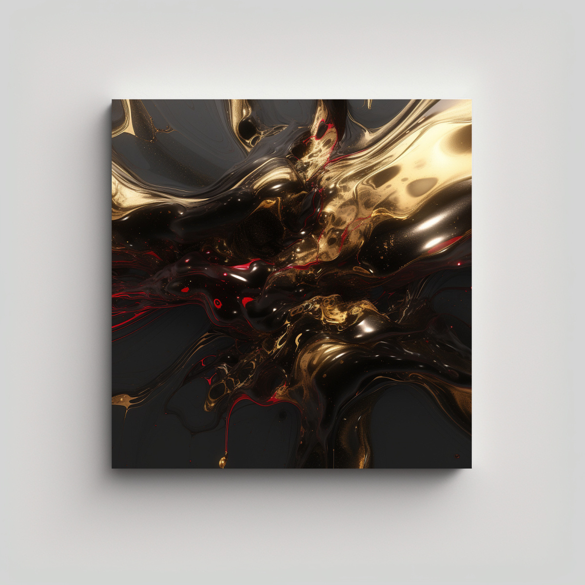 FONDO DE ARTE LÍQUIDO NEGRO Y DORADO EN 3D 100X100 CM - 1