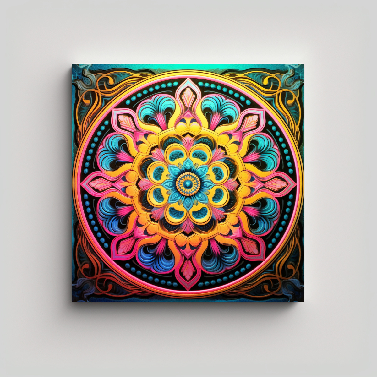 LIENZO PARA COCINA CON DISEÑO MANDALA VIBRANTE 70X70 CM - 1