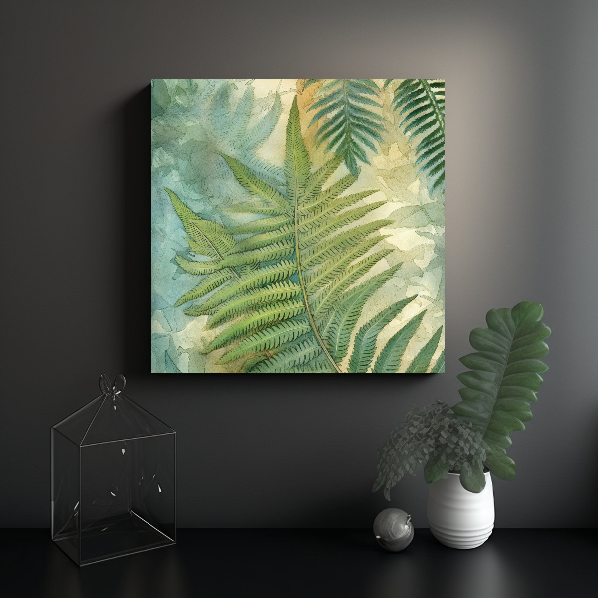 PINTURA EN RELIEVE DE HELECHO AQUILINO MODERNO DE 60X60 CM - 2