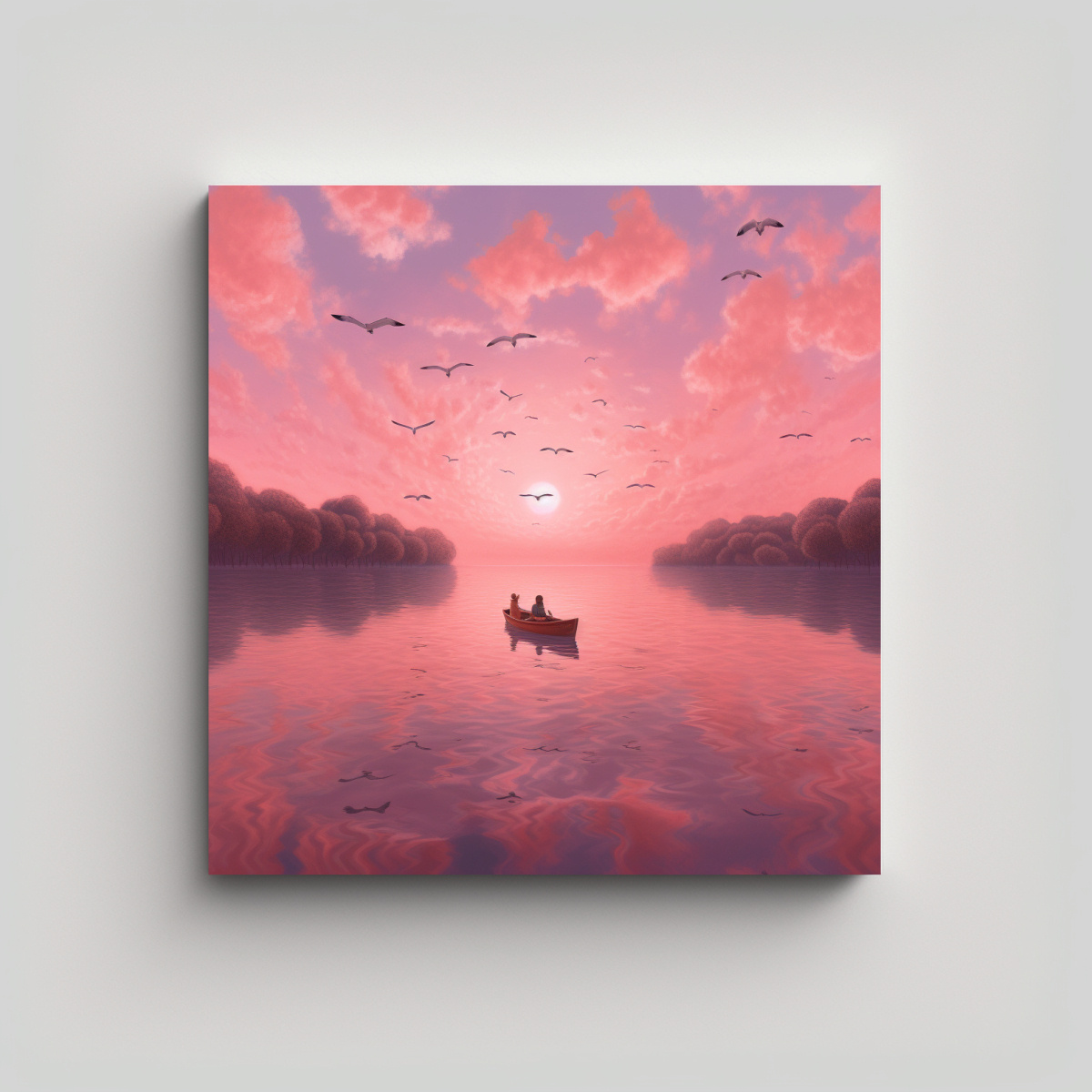 CUADROS DECORATIVOS DE CIELO ROSA CON ARTE 90X90 CM - 1