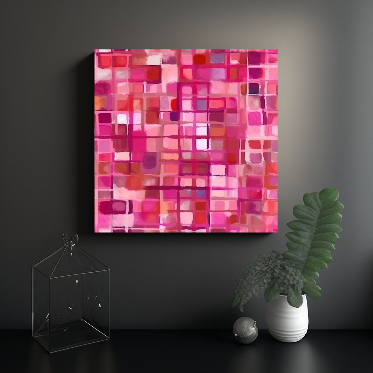 PINTURA AL ÓLEO DE COMPOSICIÓN DE DORMITORIO EN 20X20 CM - 2