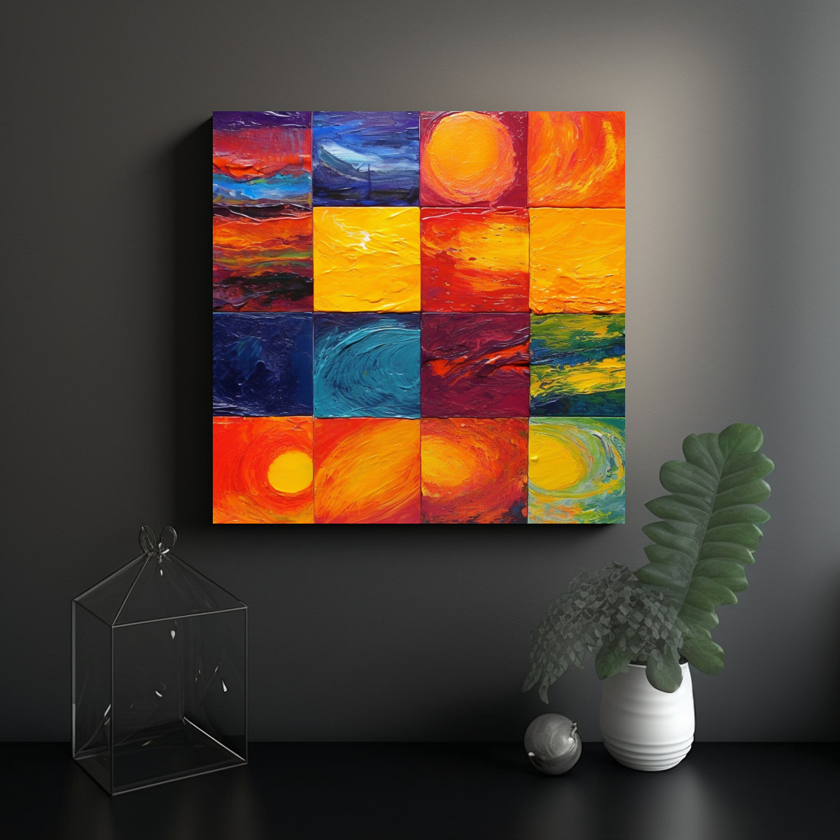 PINTURAS DECORATIVAS EN LIENZO ARTESANAL TAMAÑO 80X80 CM - 2