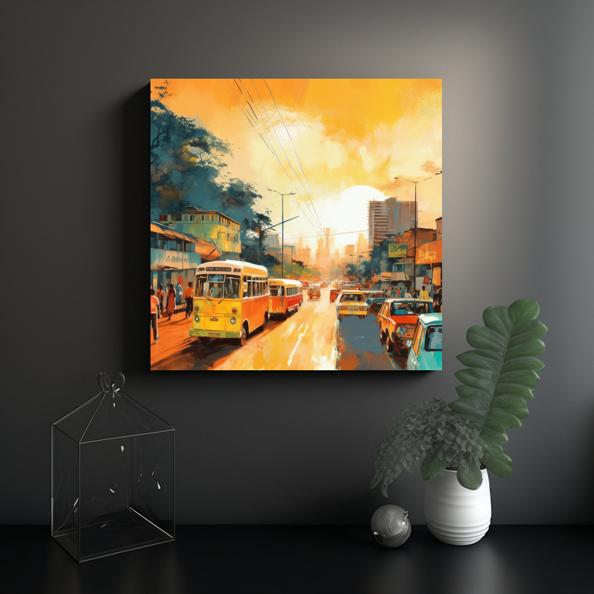 LIENZO TONAL ELEGANTE ESCENA CARTA NAIROBI 60X60 CM - 2