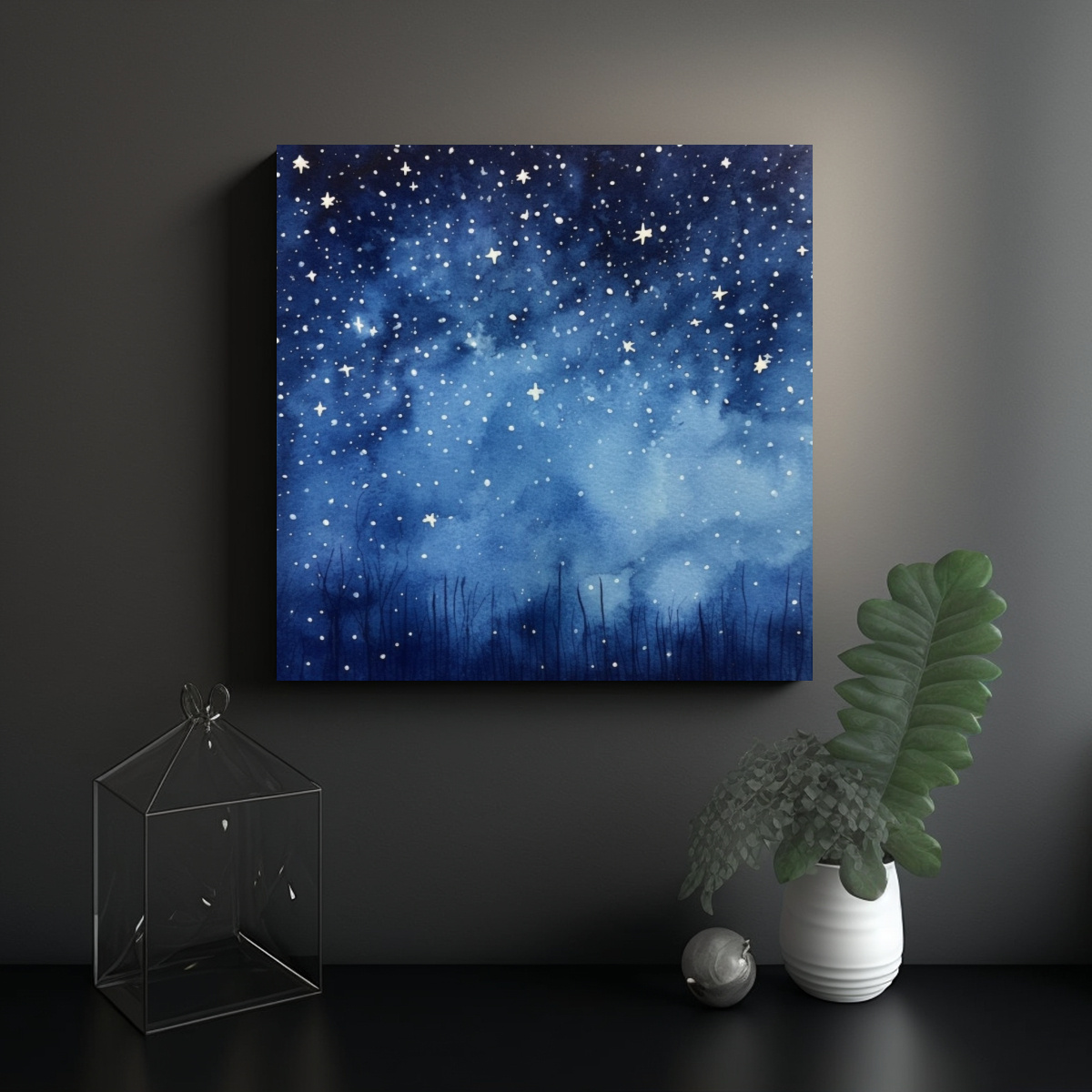 PINTURA ABSTRACTA DE VISIÓN NOCTURNA EN EL CIELO 100X100 CM - 2