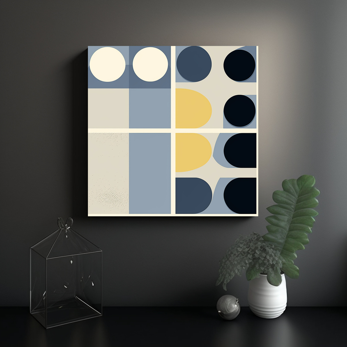 CUADRO DECORATIVO DISEÑO GAMA DE AZULES Y GRISES 70X70 CM - 2