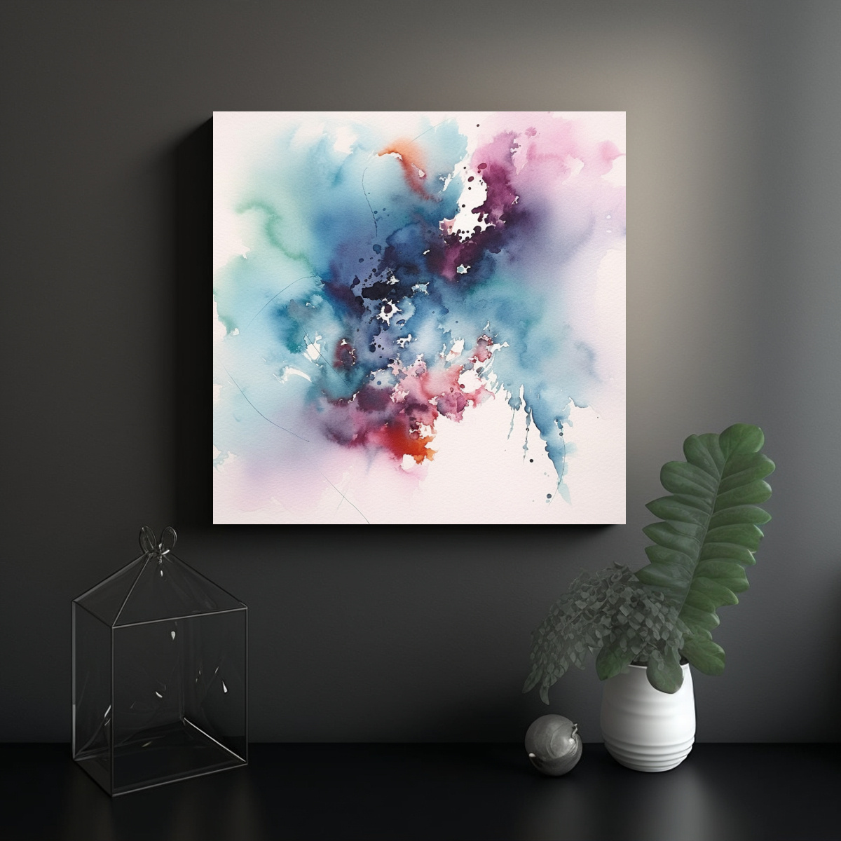 PINTURA EN TINTA Y ACUARELA DE GRADACIÓN DE 100X100 CM - 2