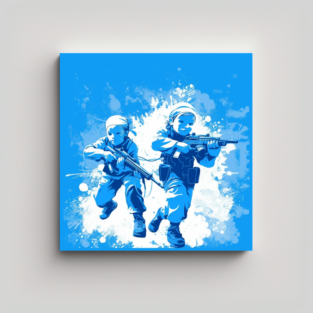 CUADRO INFANTIL ESTILO MINIMALISTA CON NIÑOS 60X60 CM - 1