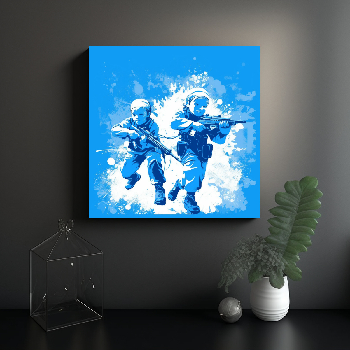 CUADRO INFANTIL ESTILO MINIMALISTA CON NIÑOS 60X60 CM - 2