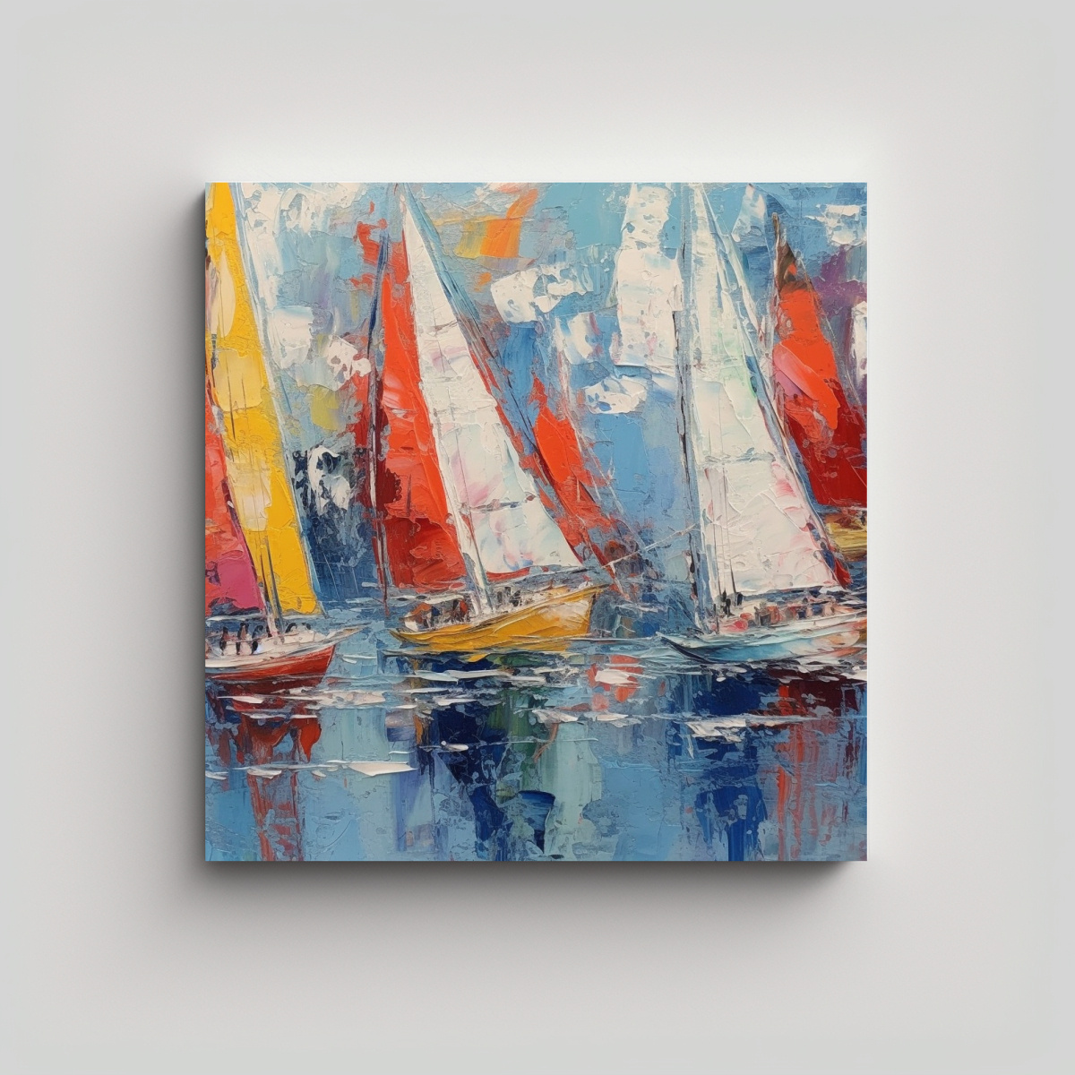 CUADRO LIENZO MODERNO DE REGATA DE VELEROS ESTILO 40X40 CM - 1