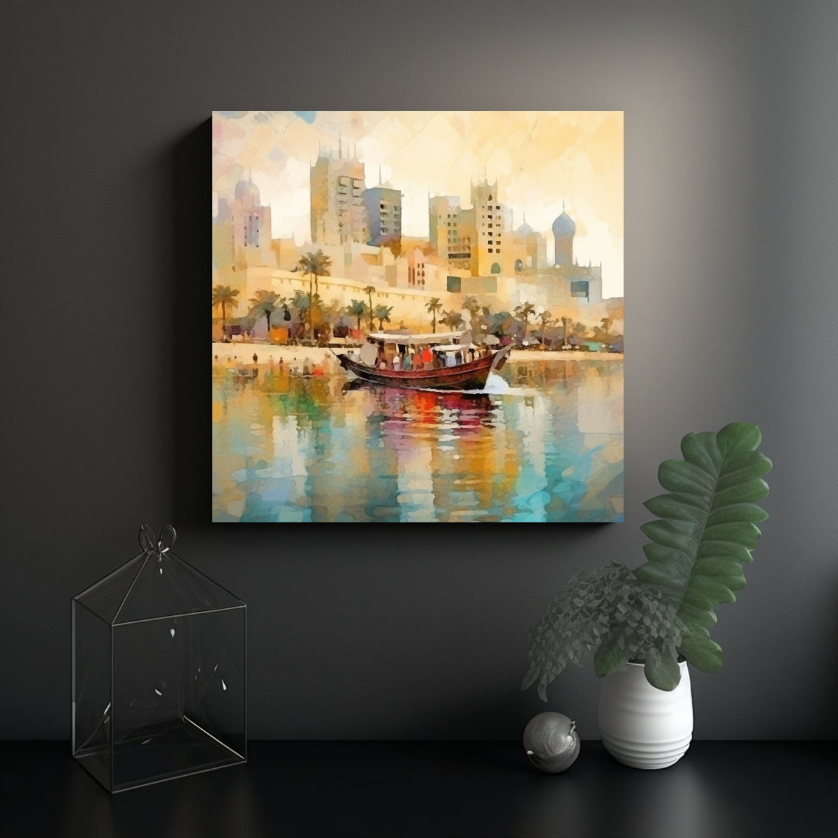 ESCENA IMPRESIONISTA DE TARJETA DE LIENZO TEMA 50X50 CM - 2
