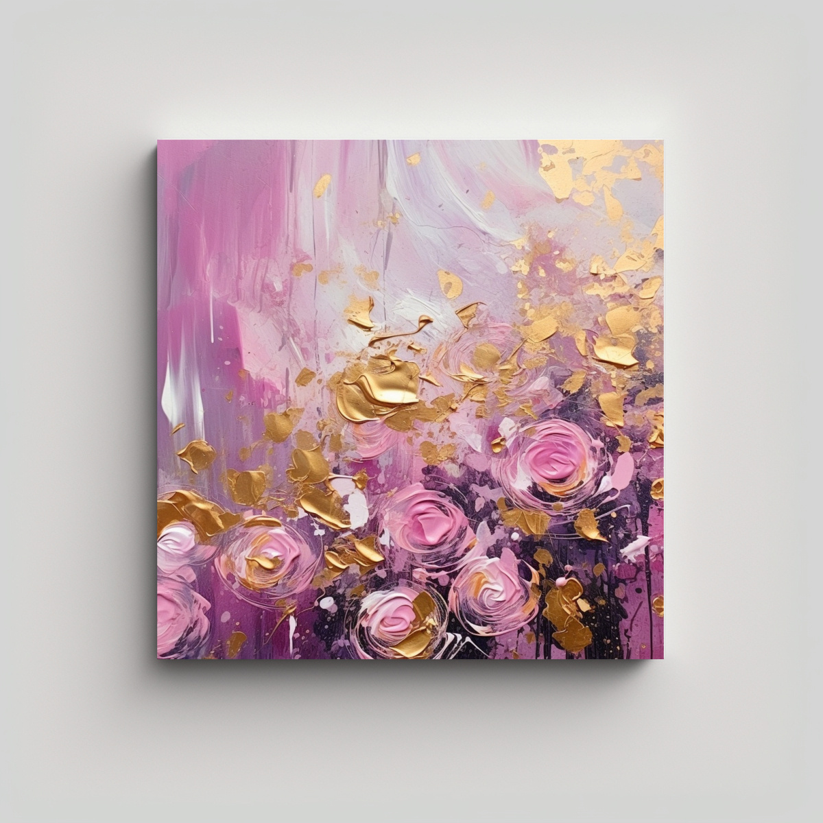 CUADRO MOVIMIENTO SIMÉTRICO ROSA Y AZUL, PINTURA 60X60 CM - 1