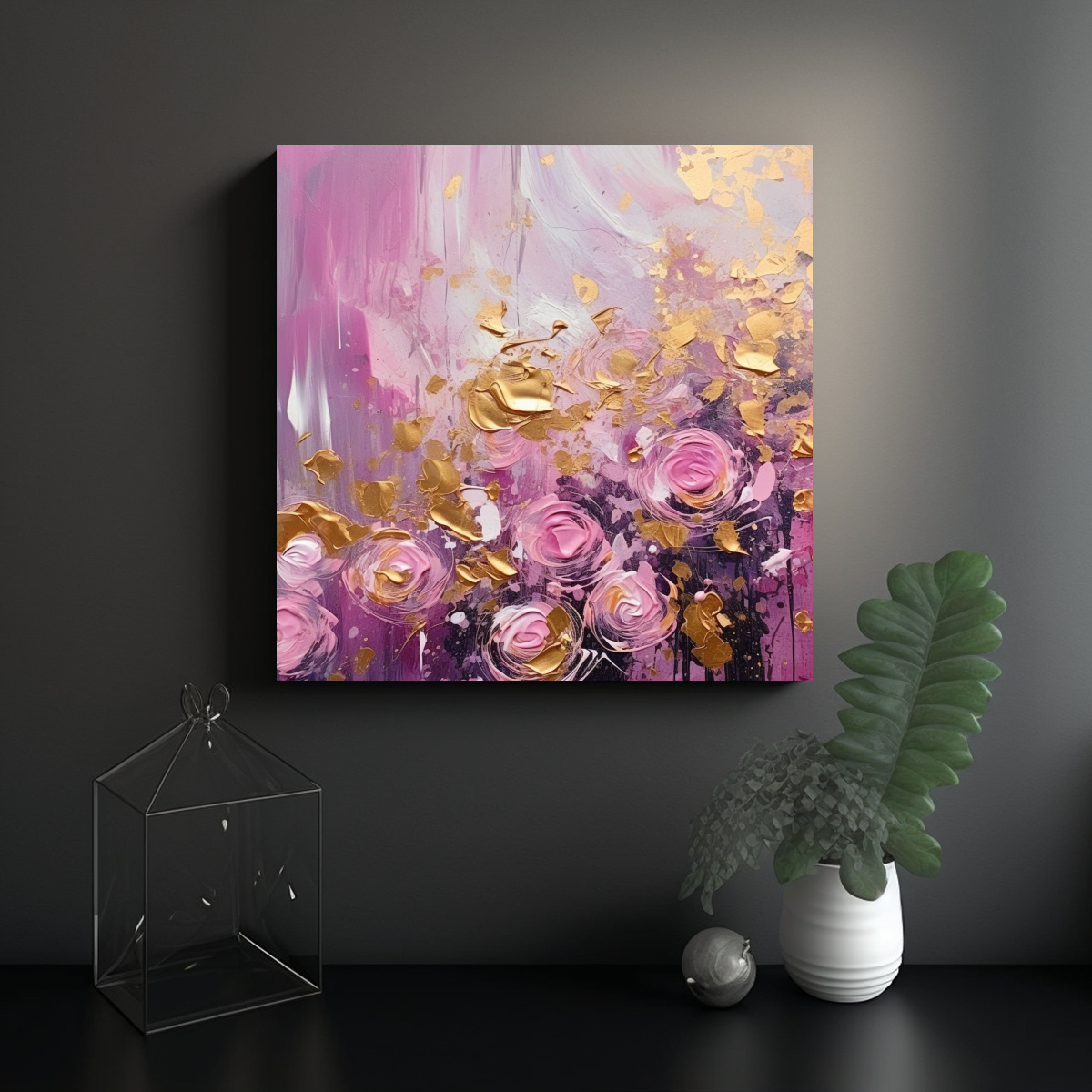 CUADRO MOVIMIENTO SIMÉTRICO ROSA Y AZUL, PINTURA 60X60 CM - 2