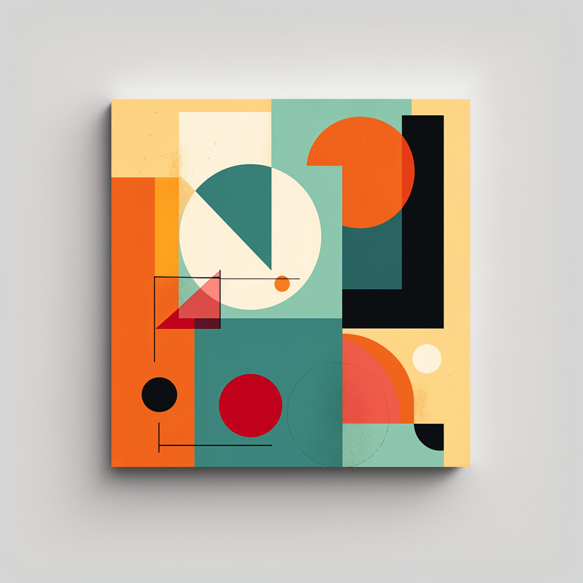 CUADRO GEOMÉTRICO MINIMALISTA CON VIDA EN LIENZO. 20X20 CM - 1