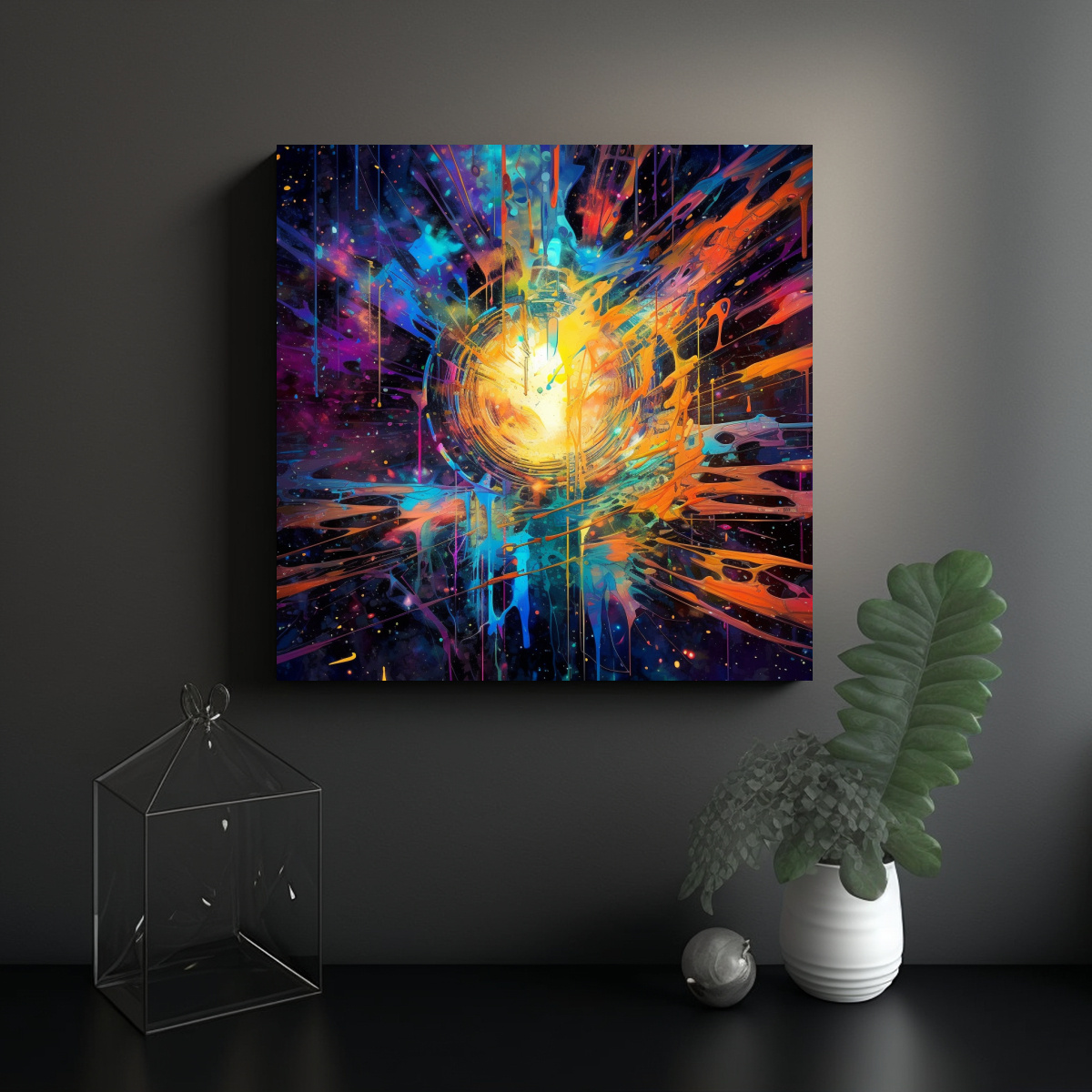 PINTURA ABSTRACTA LIENZO TELA REFLEJO GALÁCTICO 70X70 CM - 2